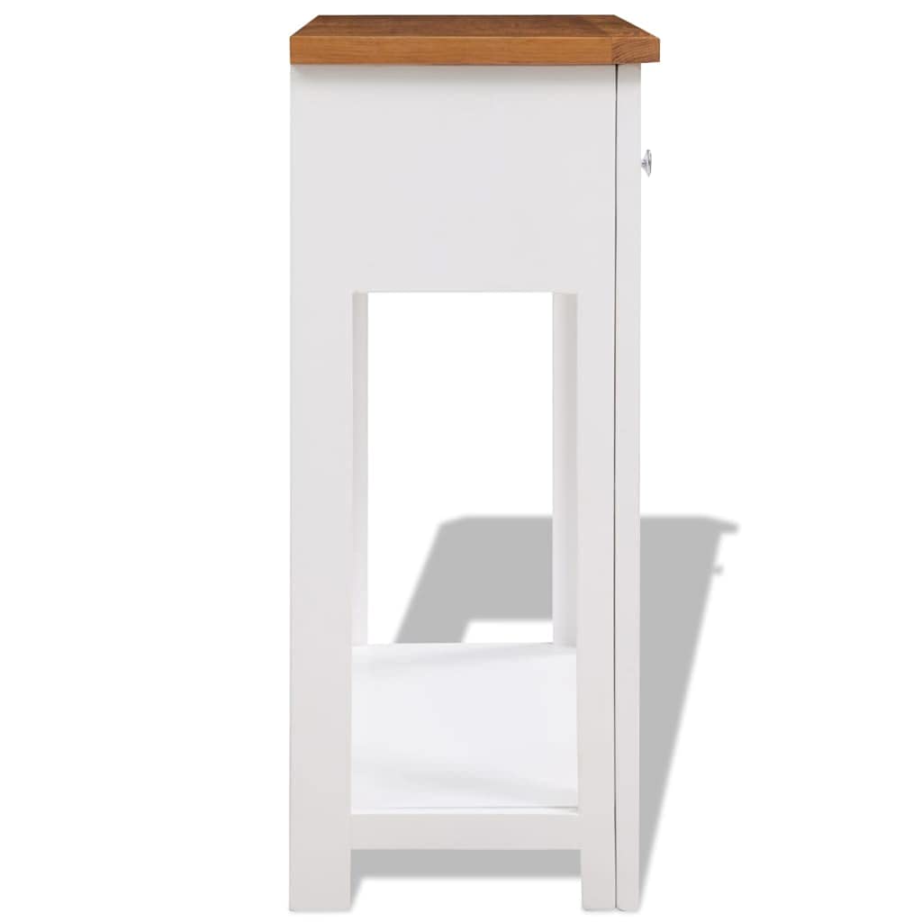 Solid Oak and Acacia Wood Console Table with Shelf and Two Drawers H6555