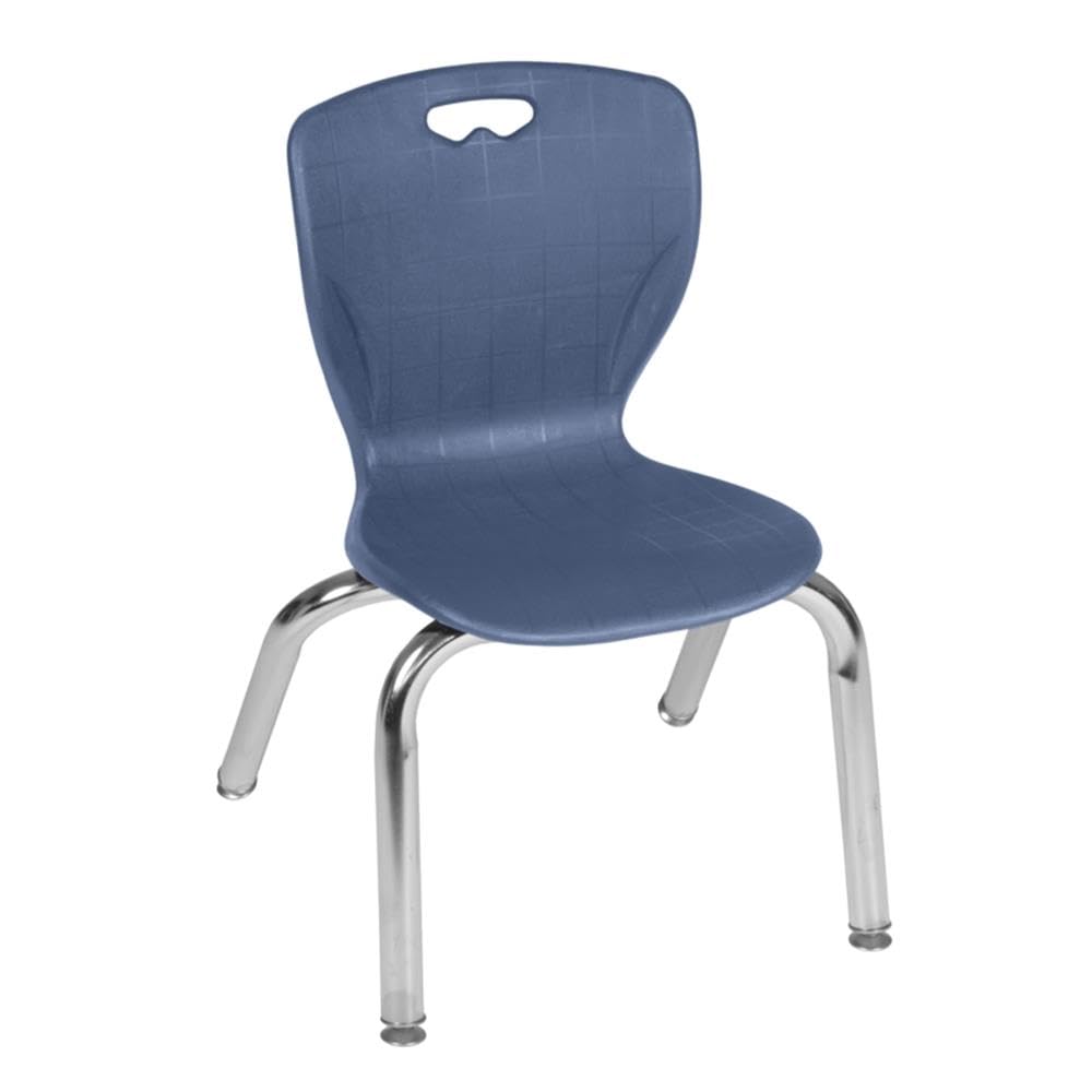 42" Square Mobile Table with Black Legs and 4 Navy Blue Stack Chairs Q779