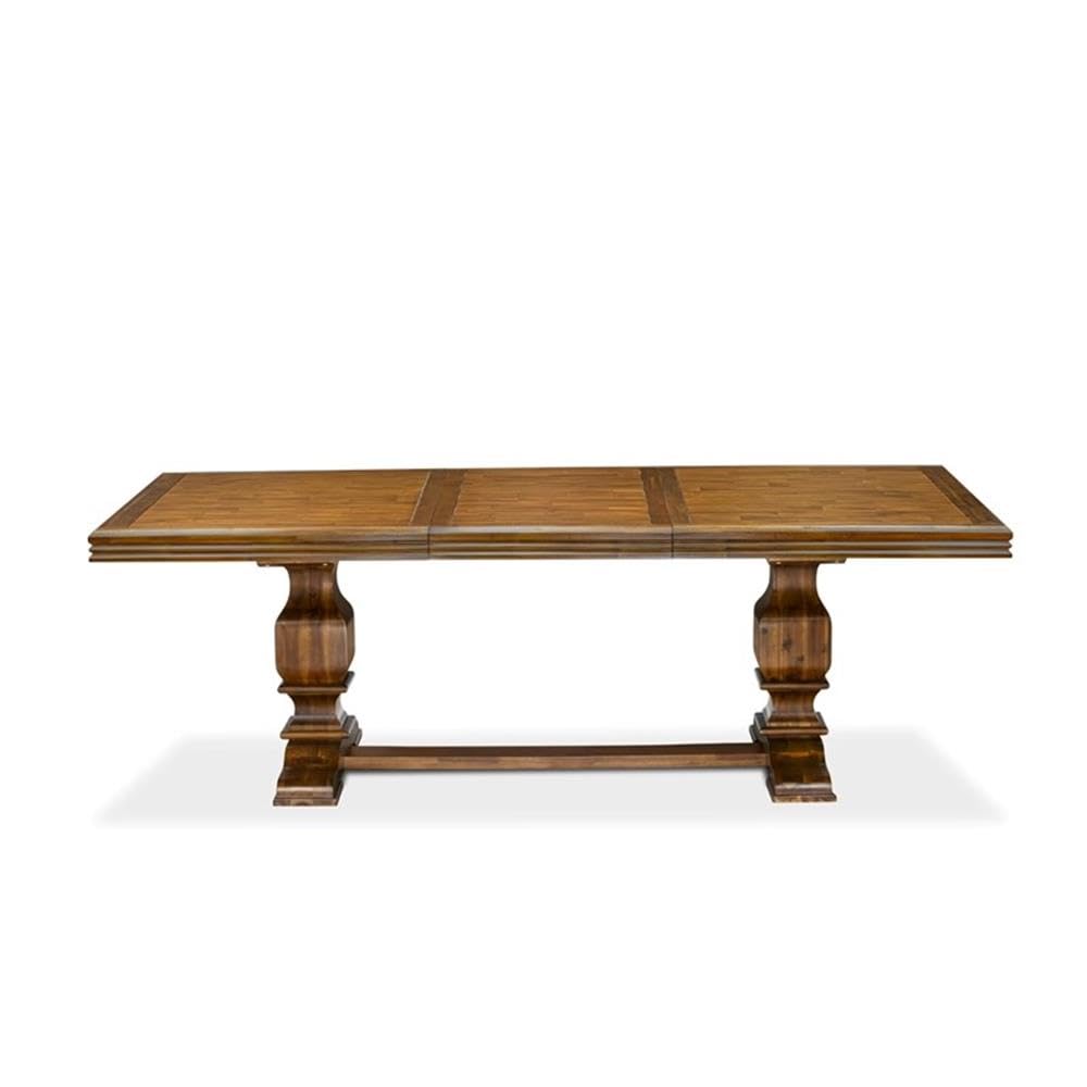 9-Piece Acacia Wood Dining Table Set with Faux Leather Chairs H3246