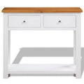 Solid Oak and Acacia Wood Console Table with Shelf and Two Drawers H6555
