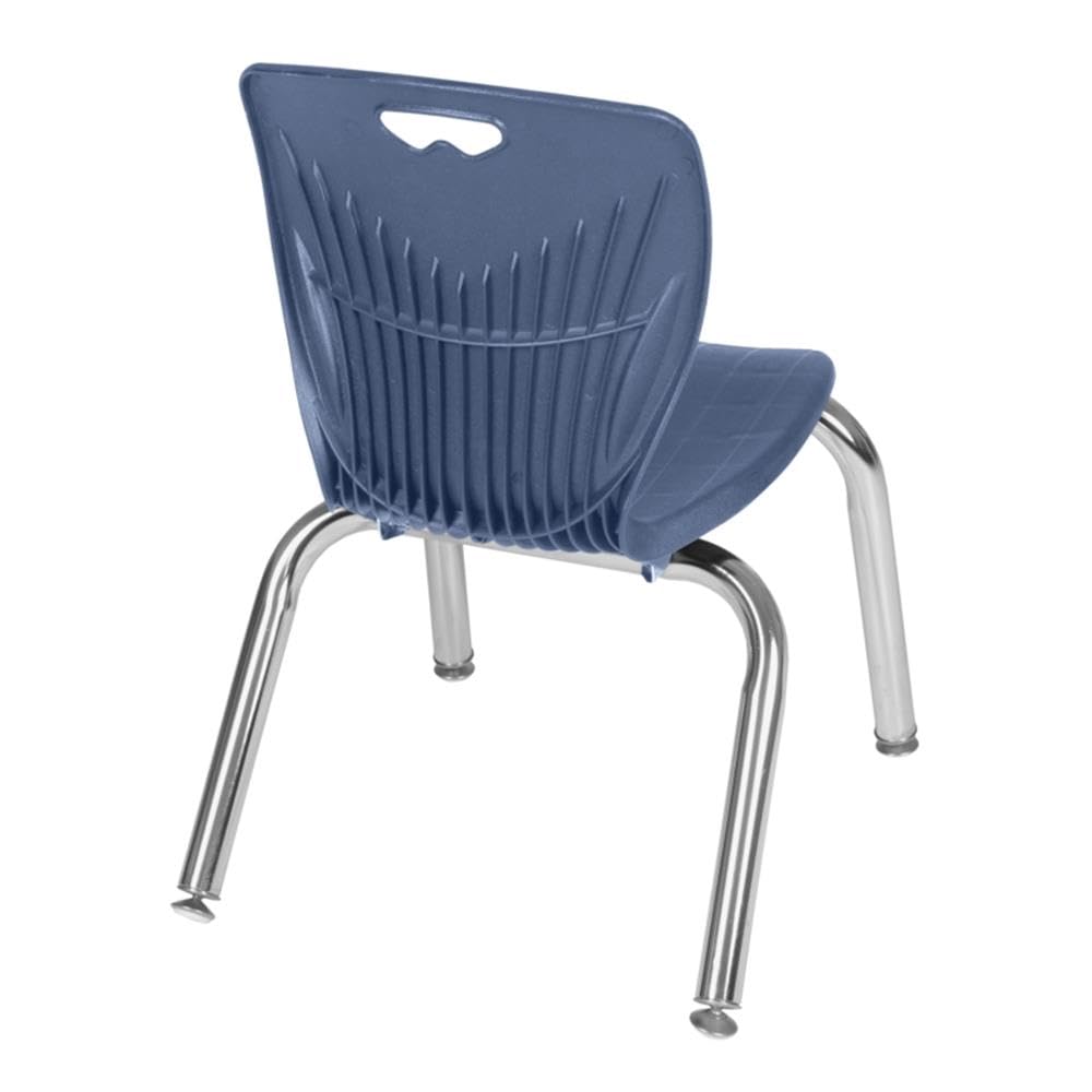 42" Square Mobile Table with Black Legs and 4 Navy Blue Stack Chairs Q779