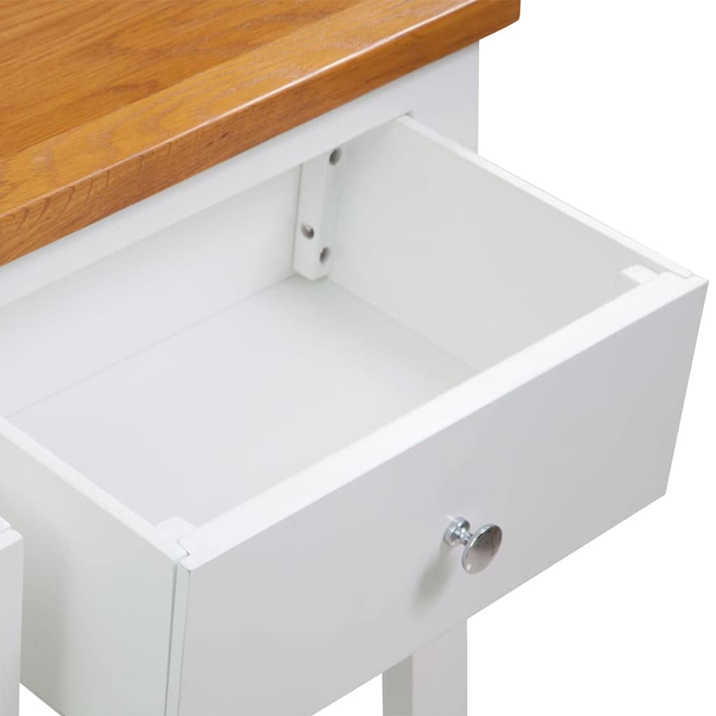 Solid Oak and Acacia Wood Console Table with Shelf and Two Drawers H6555