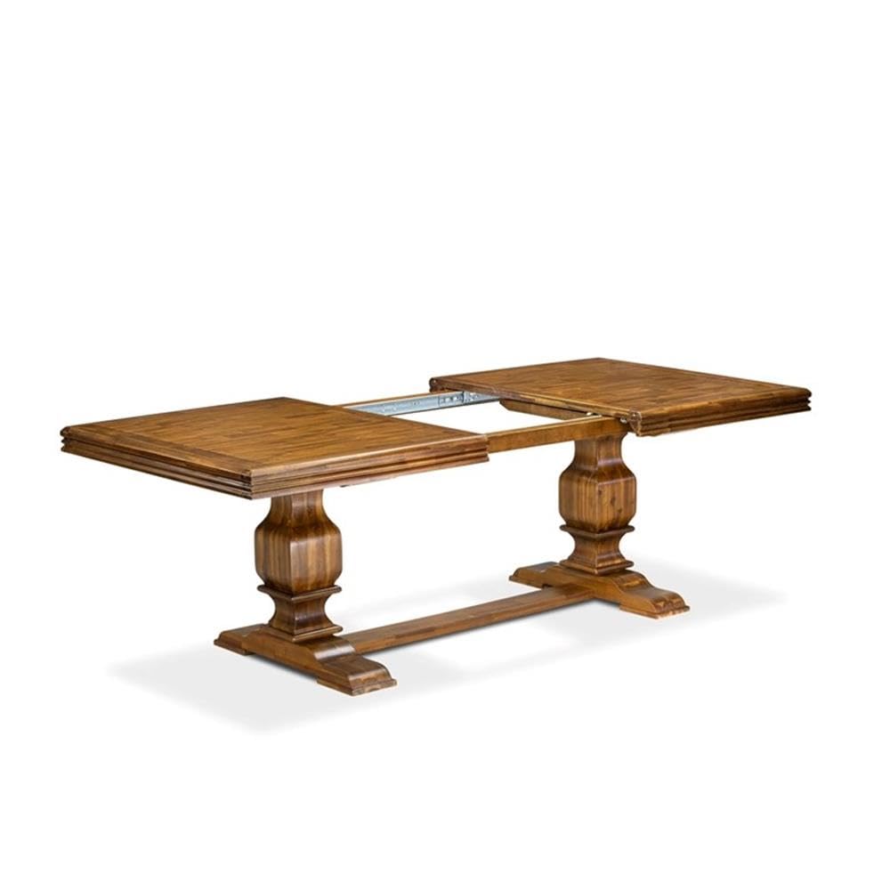 9-Piece Acacia Wood Dining Table Set with Faux Leather Chairs H3246