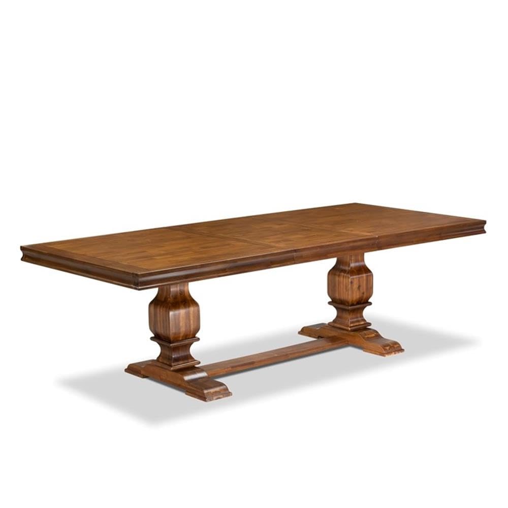 9-Piece Acacia Wood Dining Table Set with Faux Leather Chairs H3246