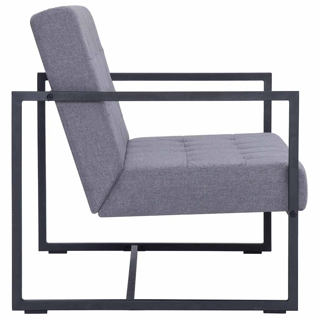 Light Gray Fabric 2 Seater Loveseat Sofa with Steel Legs B49351