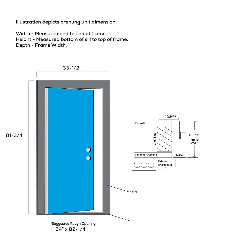 Steel Primed Left-Hand Inswing 2-Panel Single Prehung Front Door 32" x 80" Y5167