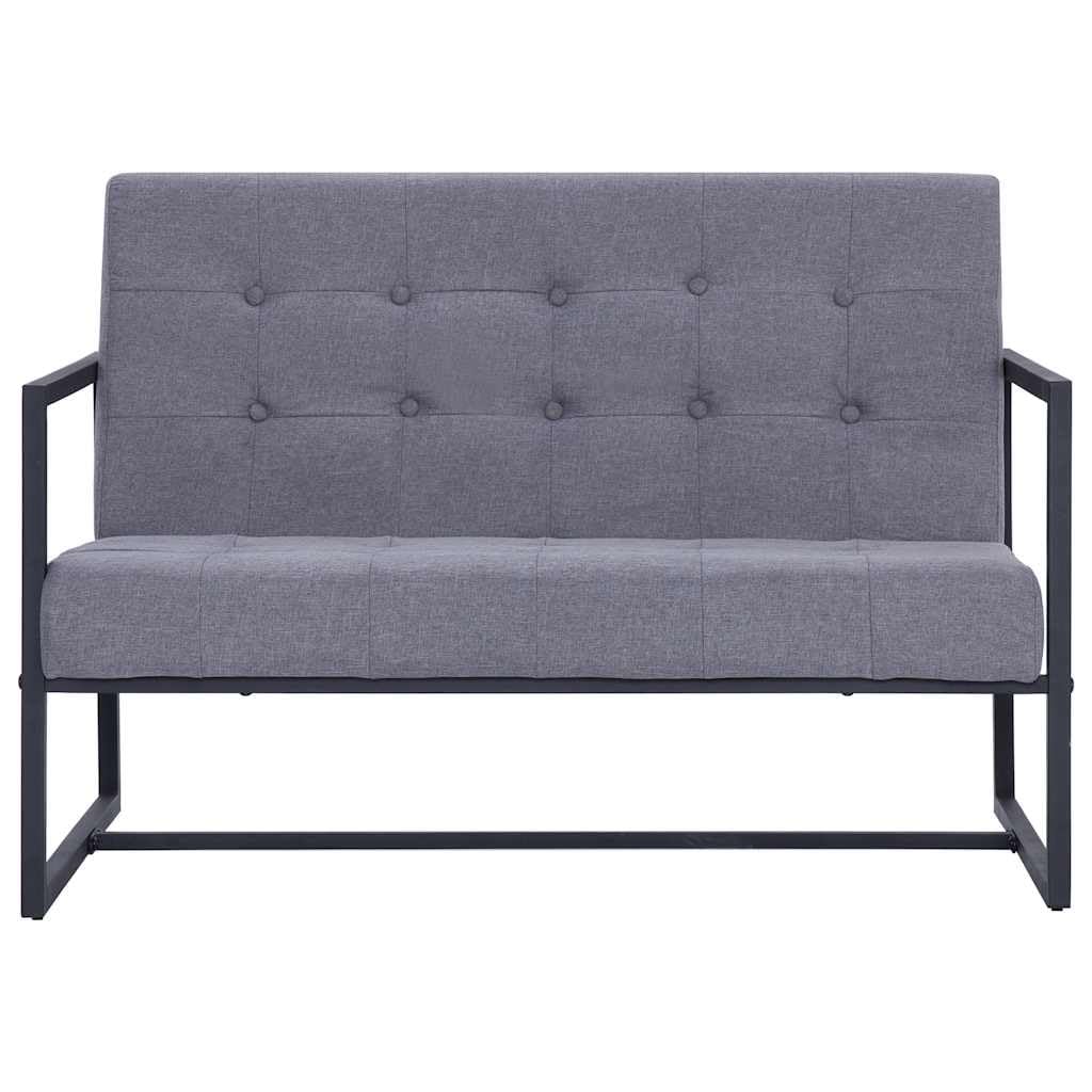 Light Gray Fabric 2 Seater Loveseat Sofa with Steel Legs B49351
