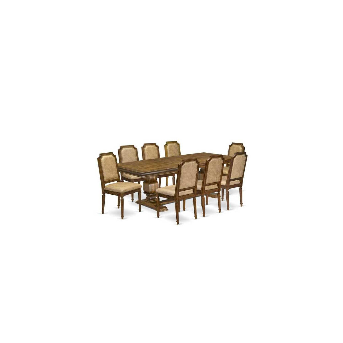 9 Piece Dining Table and 8 Dark Grey PU Leather Chairs C591
