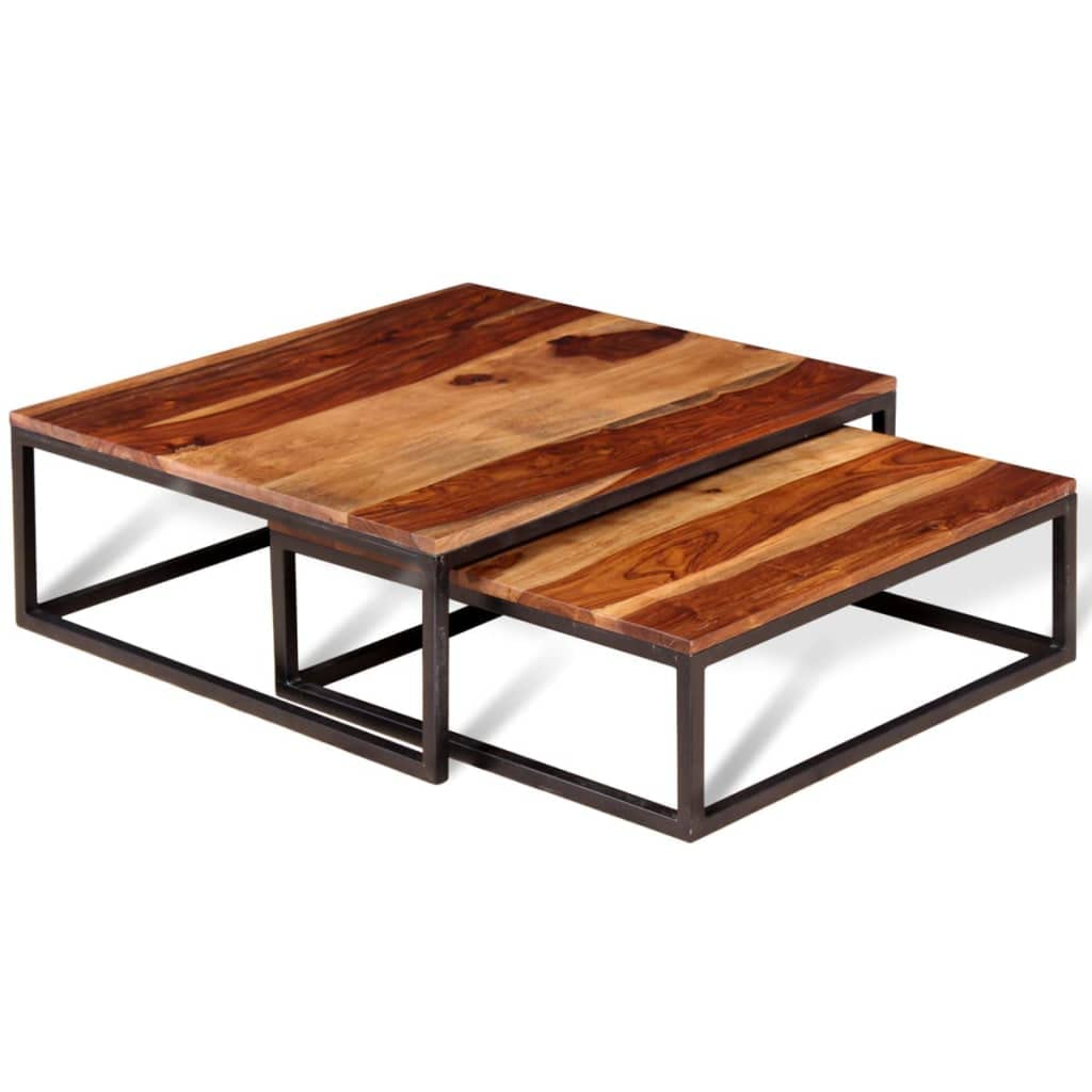 Two Piece Nesting Coffee Table Solid Sheesham Wood Z354047