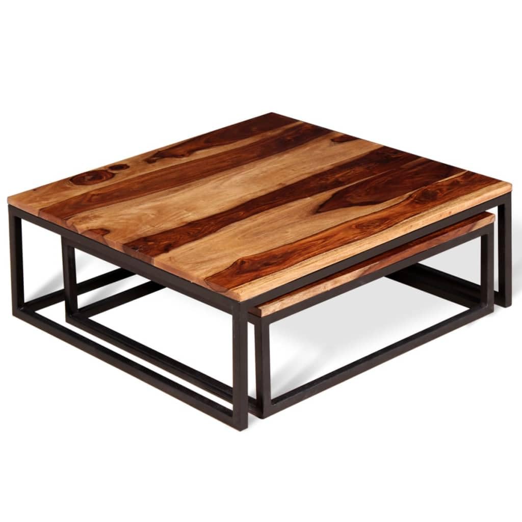 Two Piece Nesting Coffee Table Solid Sheesham Wood Z354047