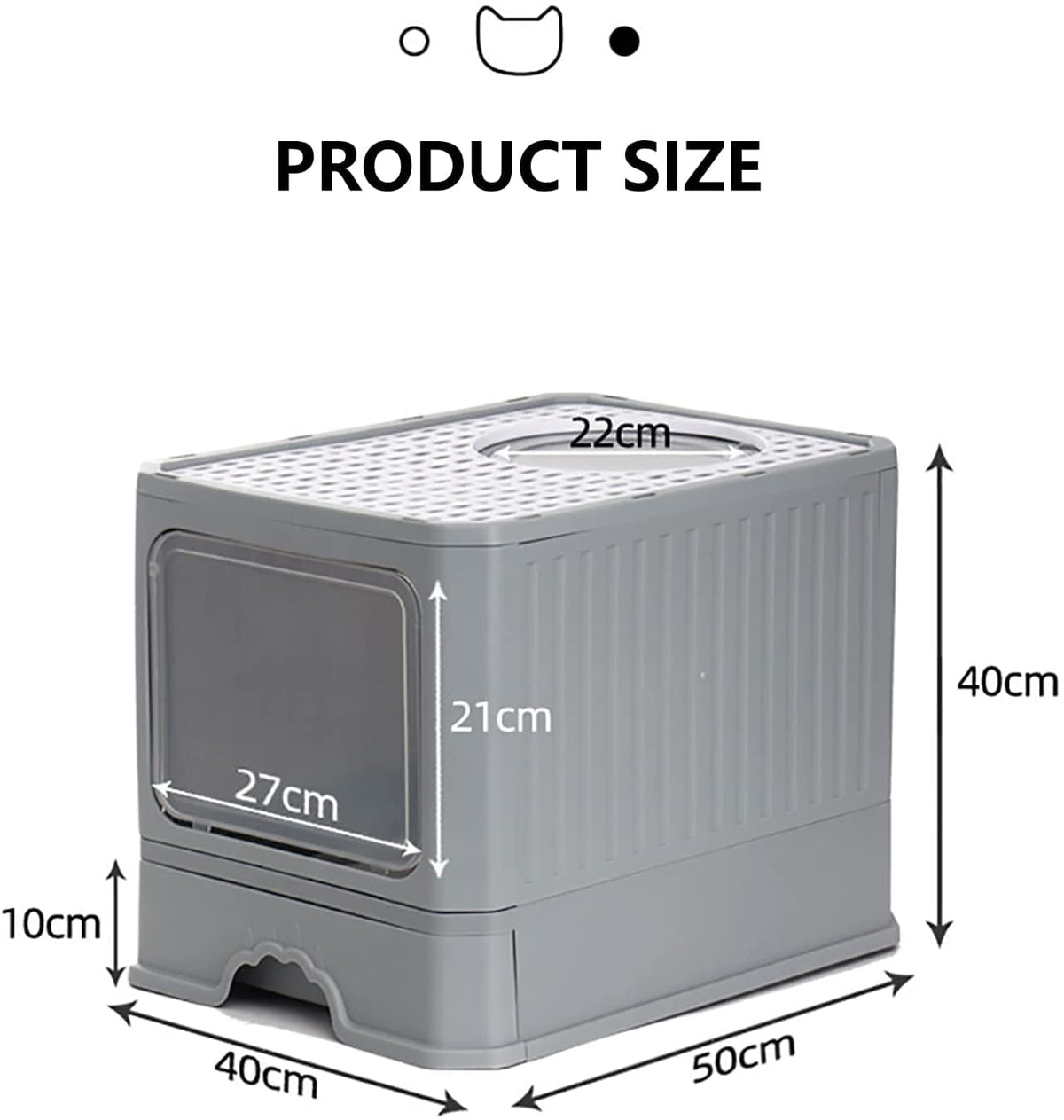 Foldable Top Entry Cat Litter Box with Lid and Scoop G8300