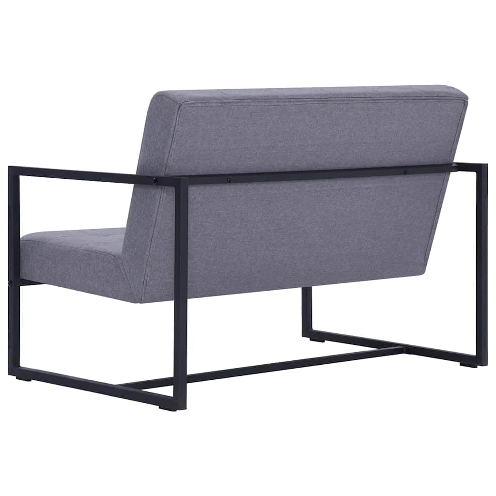Light Gray Fabric 2 Seater Loveseat Sofa with Steel Legs B49351