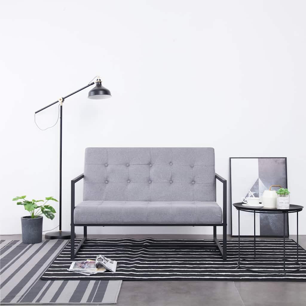 Light Gray Fabric 2 Seater Loveseat Sofa with Steel Legs B49351