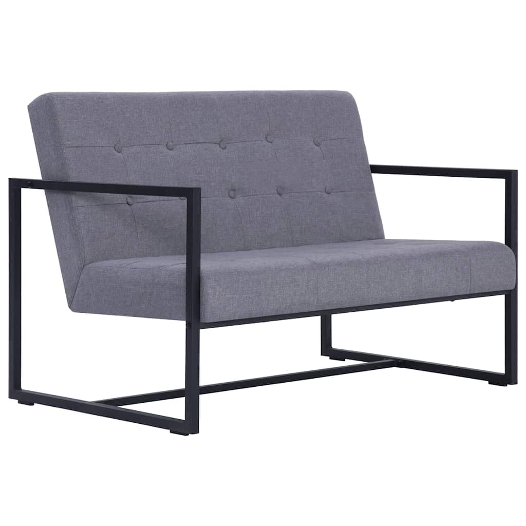 Light Gray Fabric 2 Seater Loveseat Sofa with Steel Legs B49351