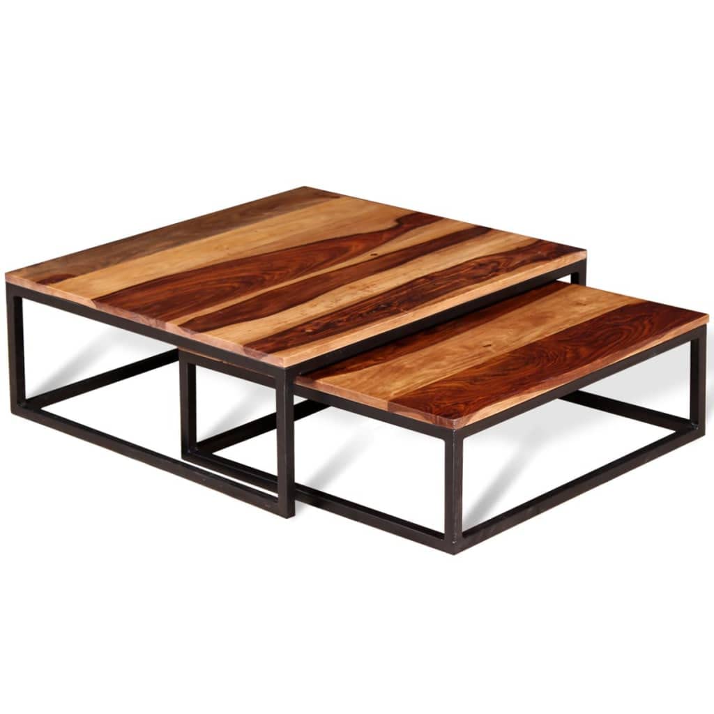 Two Piece Nesting Coffee Table Solid Sheesham Wood Z354047