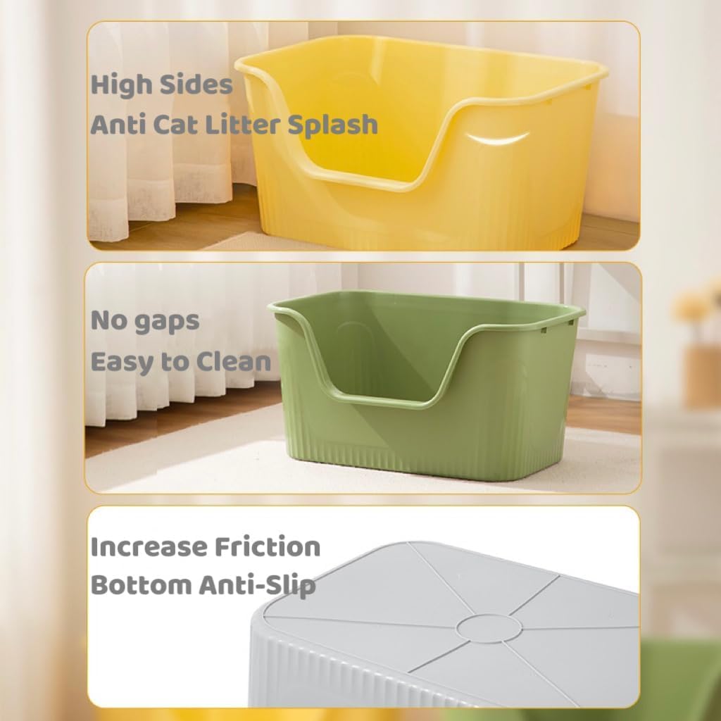 Large Cat Litter Box with High Sides and Low Entry C833420