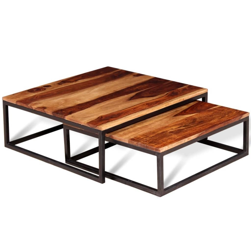 Two Piece Nesting Coffee Table Solid Sheesham Wood Z354047