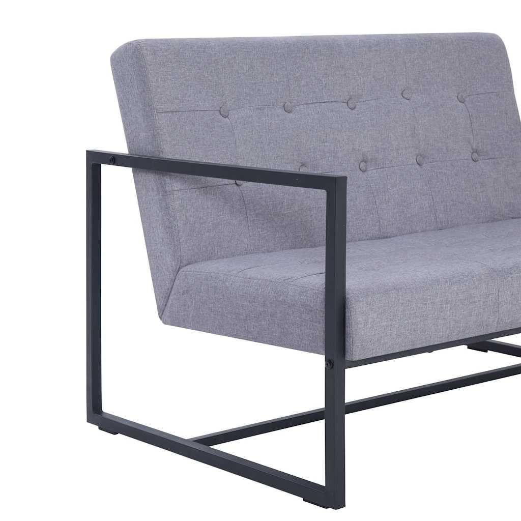 Light Gray Fabric 2 Seater Loveseat Sofa with Steel Legs B49351