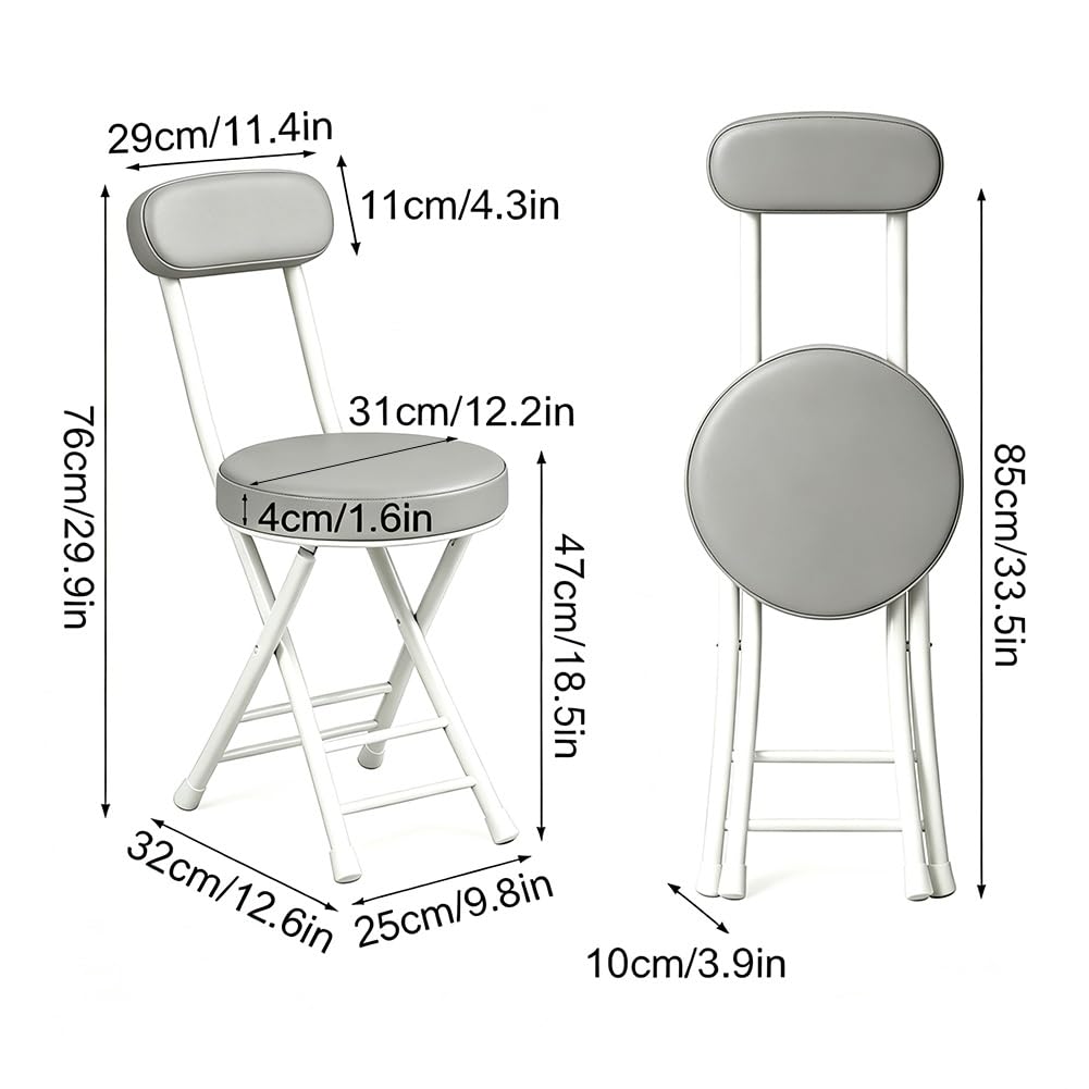 Folding Stool with Cushioned Seat and Backrest G867189