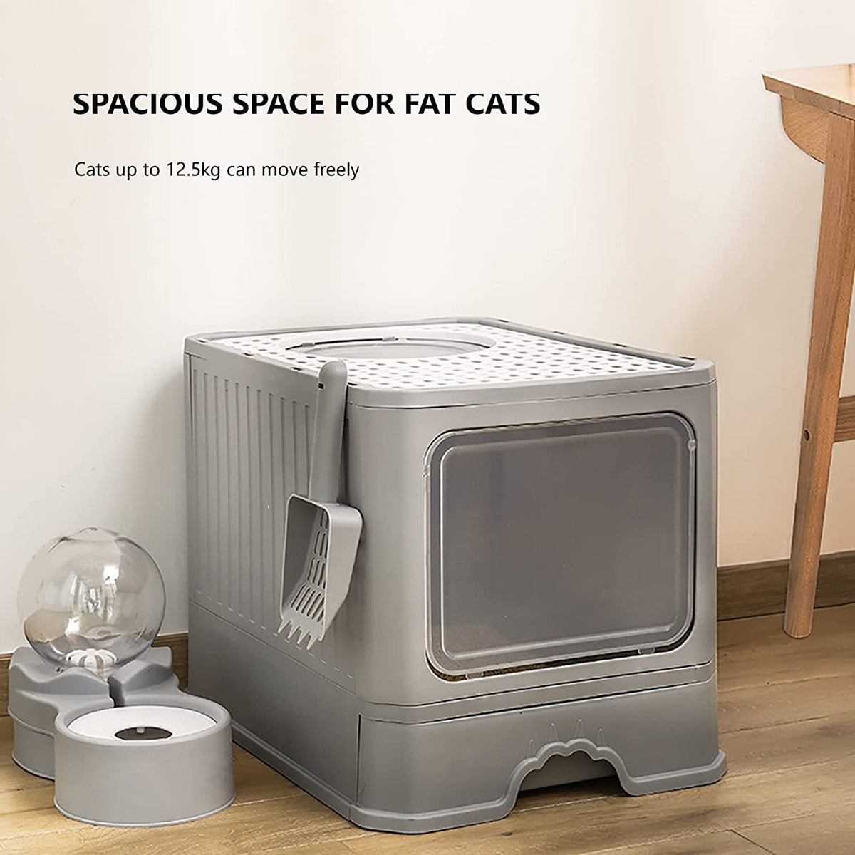 Foldable Top Entry Cat Litter Box with Lid and Scoop G8300