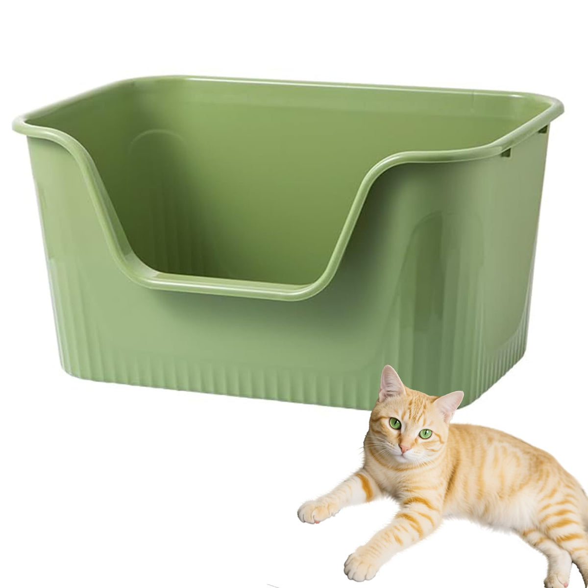 Large Cat Litter Box with High Sides and Low Entry C833420