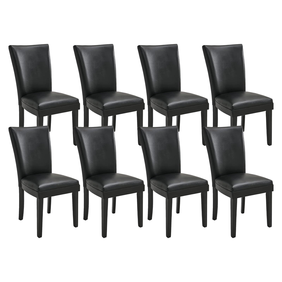 Set of 8 Black Faux Leather Upholstered Dining Chairs B444342