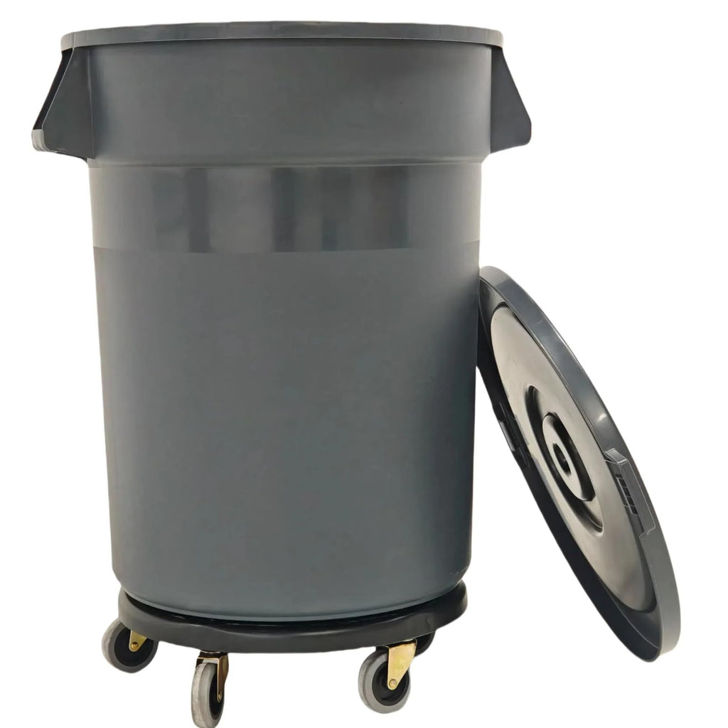 32 Gallon Grey Outdoor Trash Can with Lid and Wheels Q690