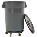 32 Gallon Grey Outdoor Trash Can with Lid and Wheels Q690