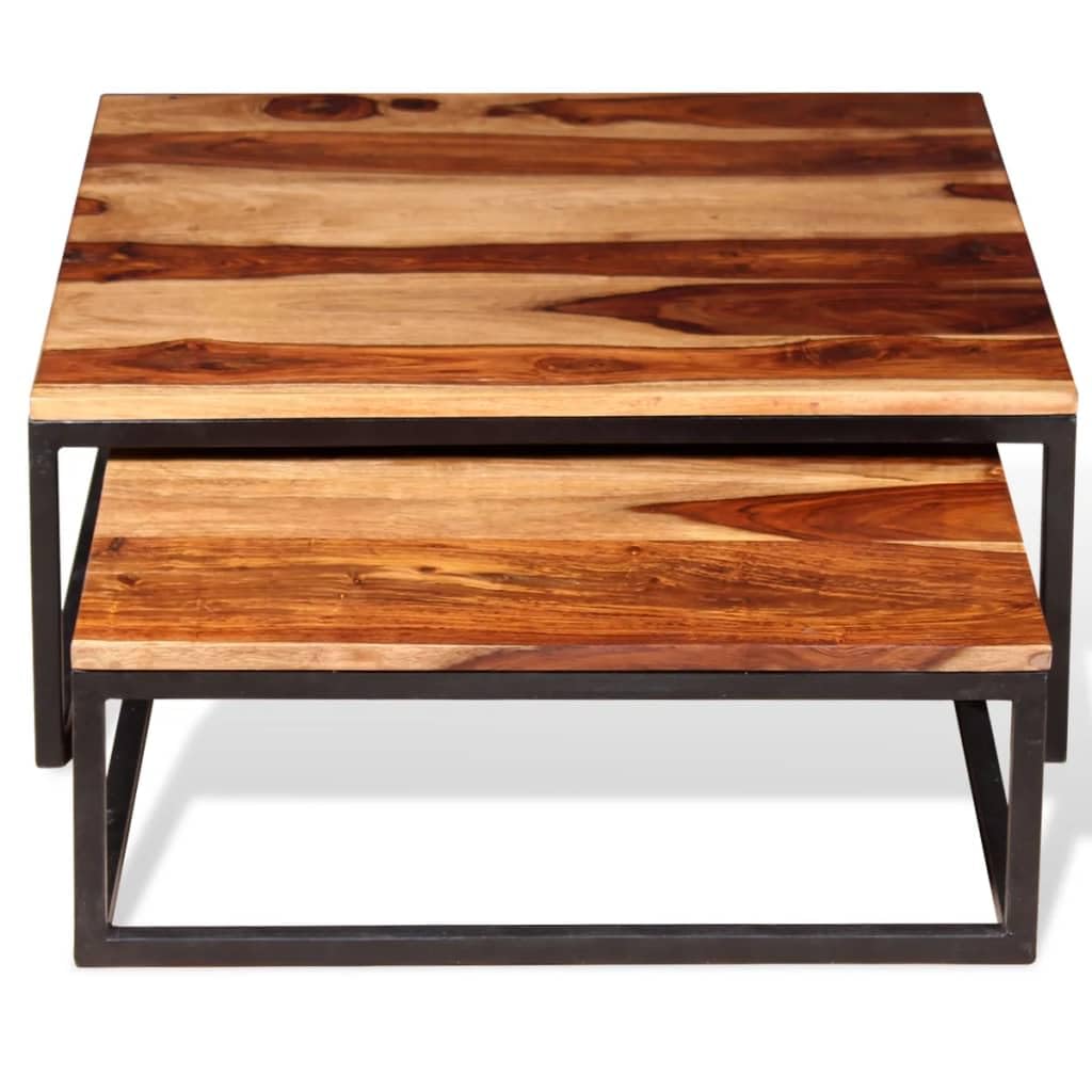 Two Piece Nesting Coffee Table Solid Sheesham Wood Z354047