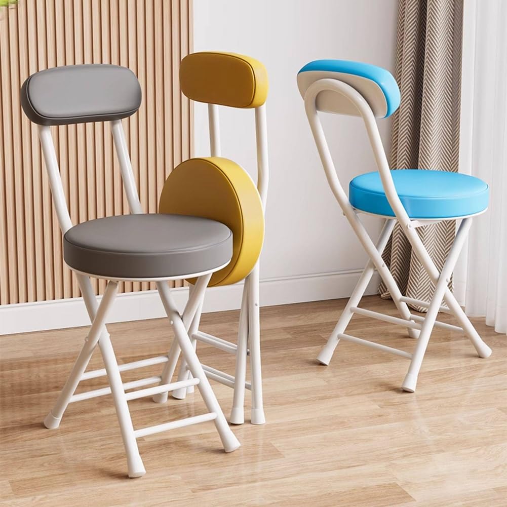 Folding Stool with Cushioned Seat and Backrest G867189