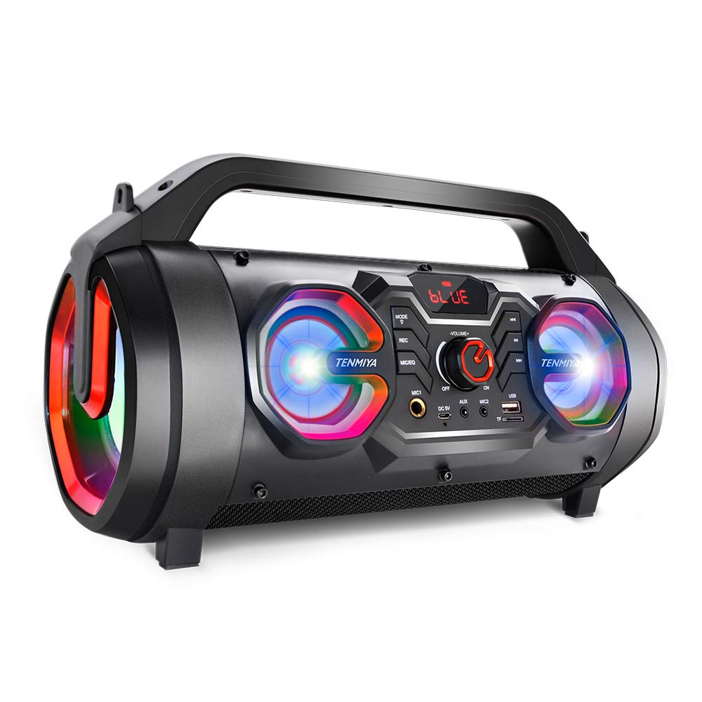 Portable Bluetooth Speaker with Subwoofer, FM Radio, RGB Lights, 30W Q8652