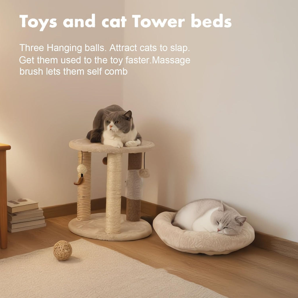 Small Cat Tree with Scratching Post and Soft Bed D24041