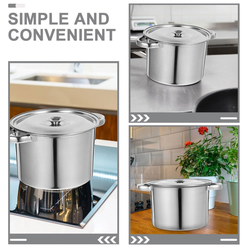 Stainless Steel Double Handle Soup Pot with Lid V189