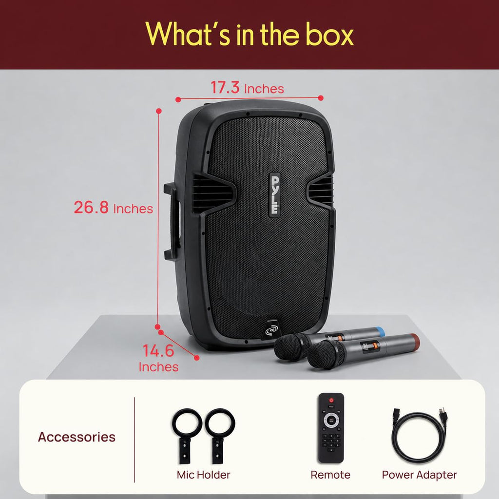 15-Inch Portable PA Speaker System with 2 UHF Microphones R72439