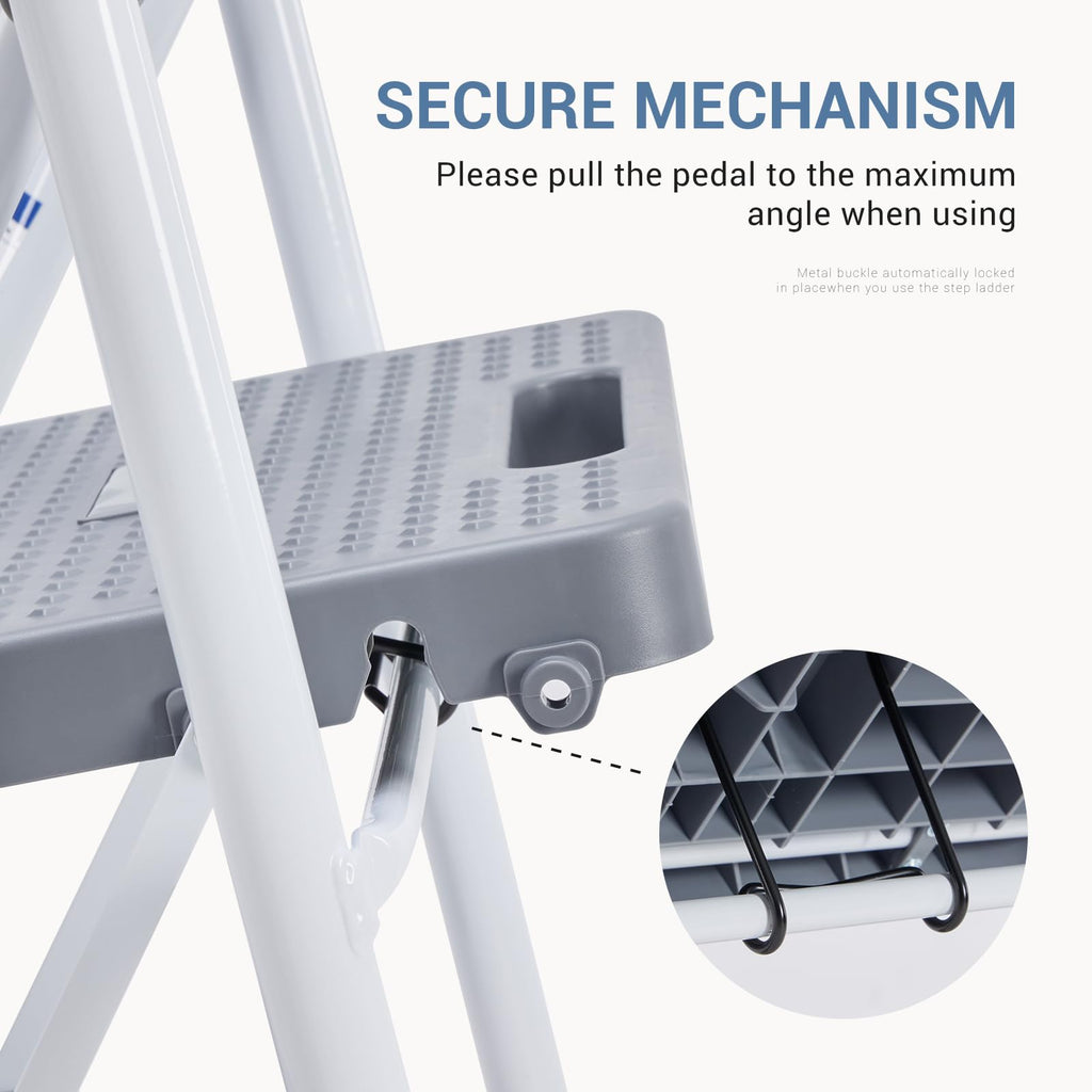 2 Step Ladder with Anti-Slip Pedal and Handrail, 800lbs, Grey D38274