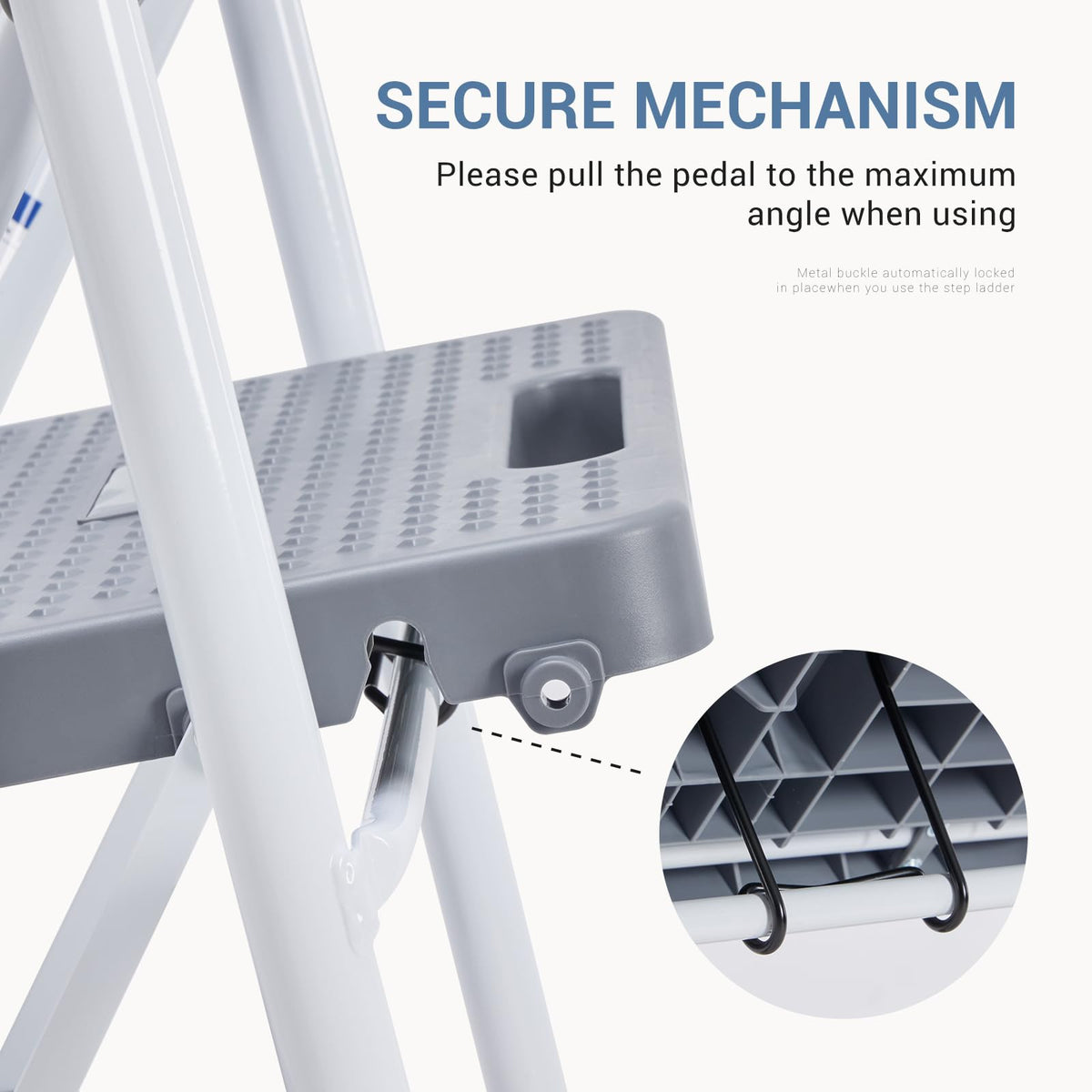 2 Step Ladder with Anti-Slip Pedal and Handrail, 800lbs, Grey D38274