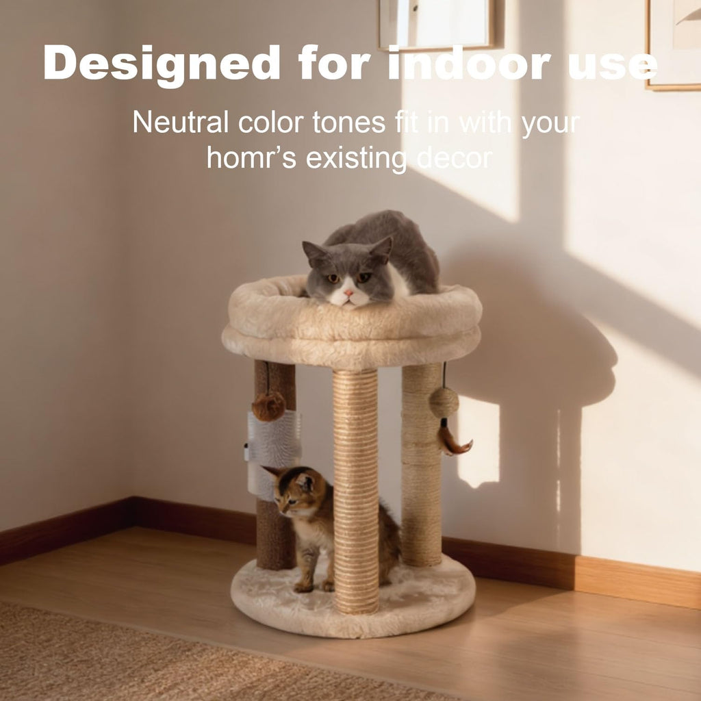 Small Cat Tree with Scratching Post and Soft Bed D24041