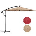 9.8ft Blue Offset Cantilever Patio Umbrella with Crank & Cross Base H1611