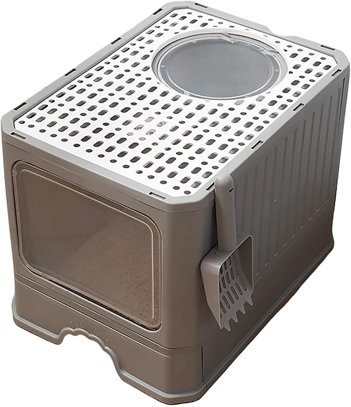 Foldable Top Entry Cat Litter Box with Lid and Scoop G8300
