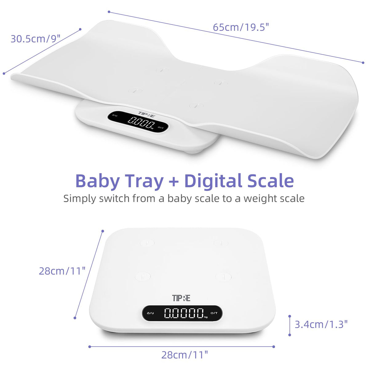 Baby Scale with Detachable Tray, Up to 400lb/180kg X360913