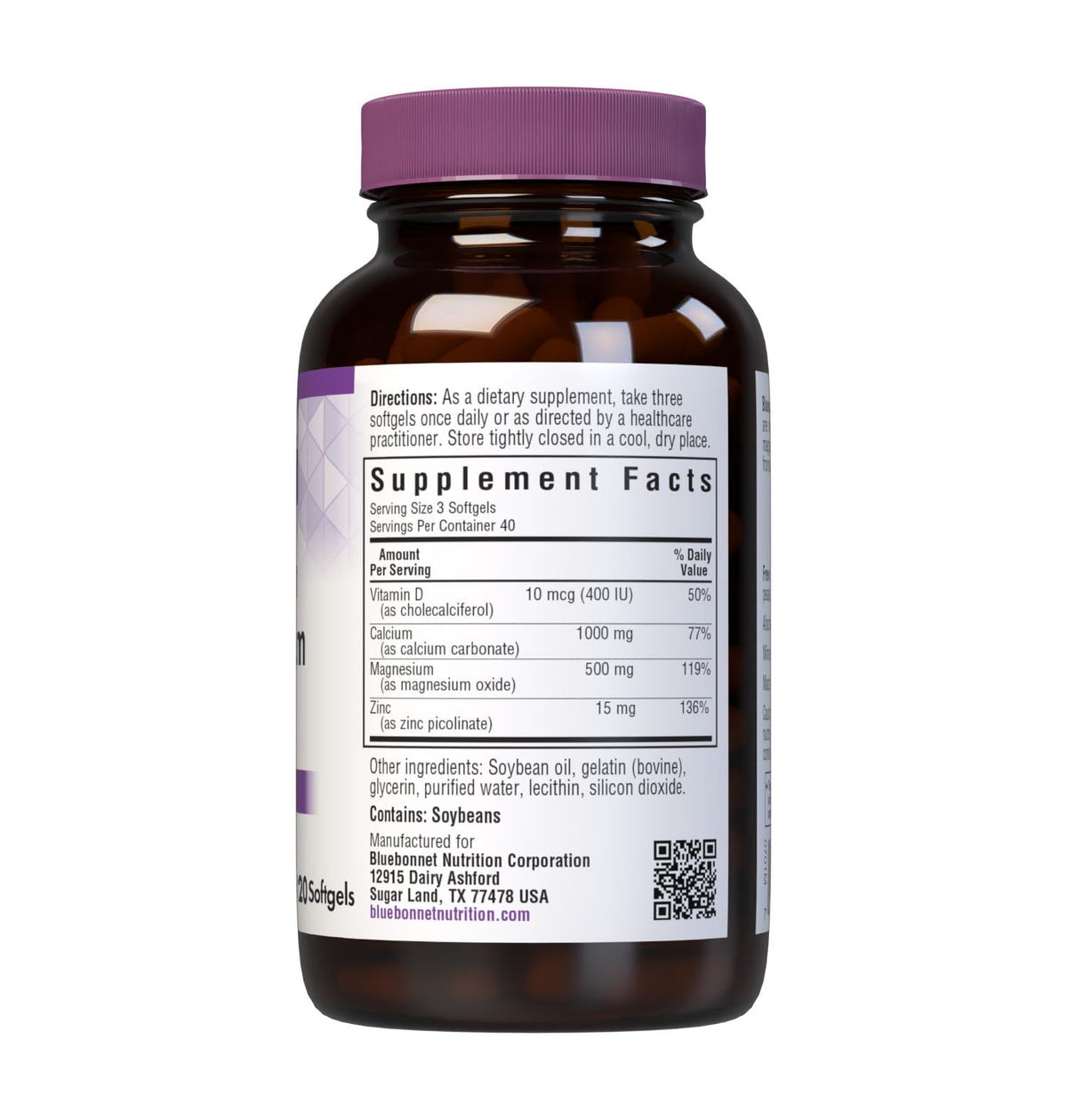 Calcium Magnesium Zinc Vitamin D3 120 Softgels I31777