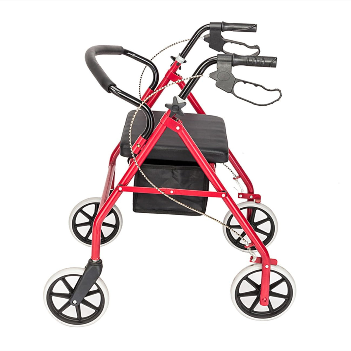 Foldable Rollator Walker with Seat & Wheels, Height Adjustable, 286lbs Weight Capacity, Red B4788