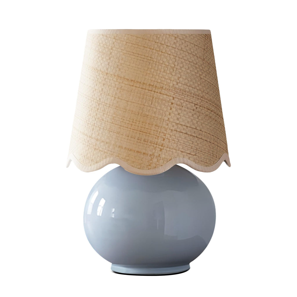 Small Ceramic Table Lamp with Rattan Woven Shade N129