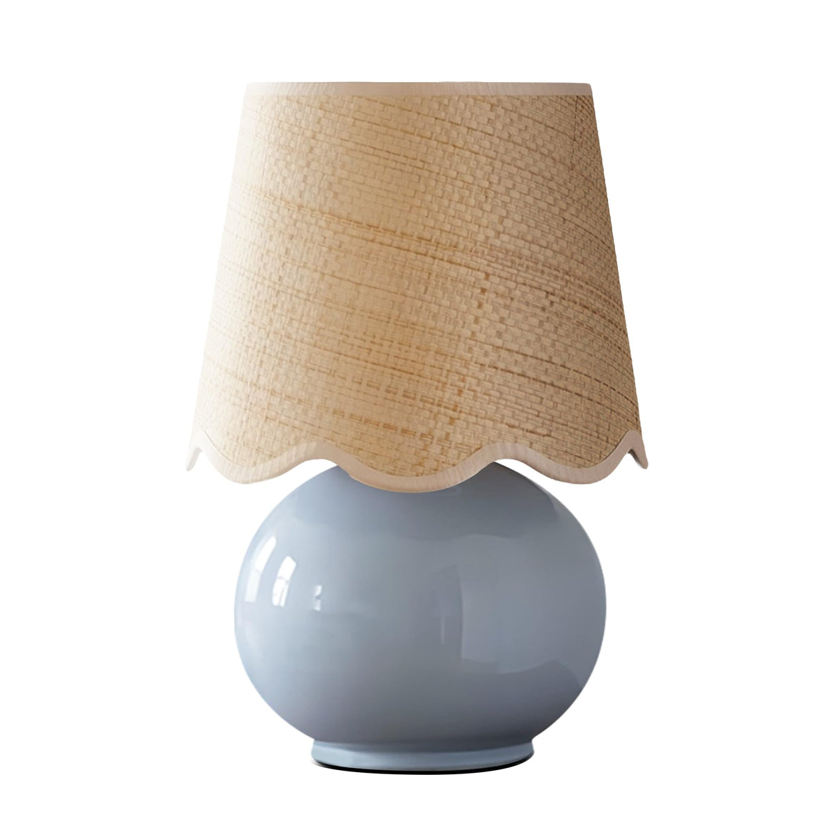 Small Ceramic Table Lamp with Rattan Woven Shade N129