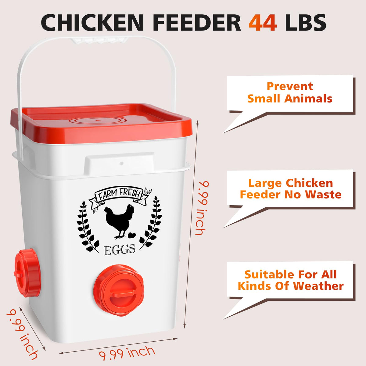 5Gal/25Lb Chicken Feeder and Waterer Set with S-Hooks Y40661