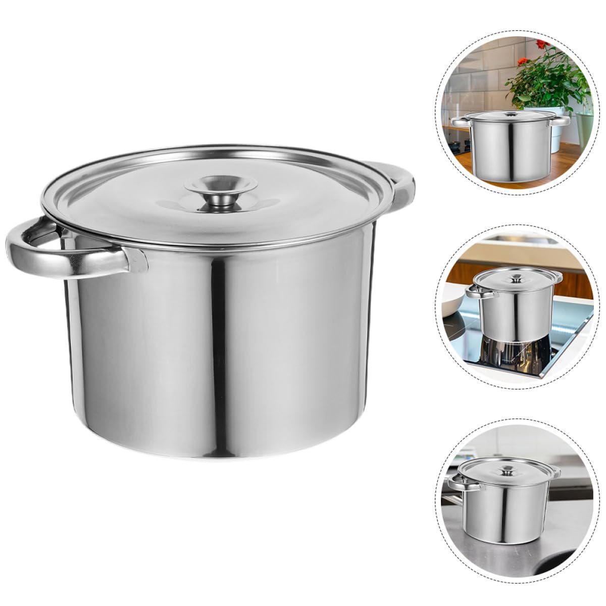 Stainless Steel Double Handle Soup Pot with Lid V189