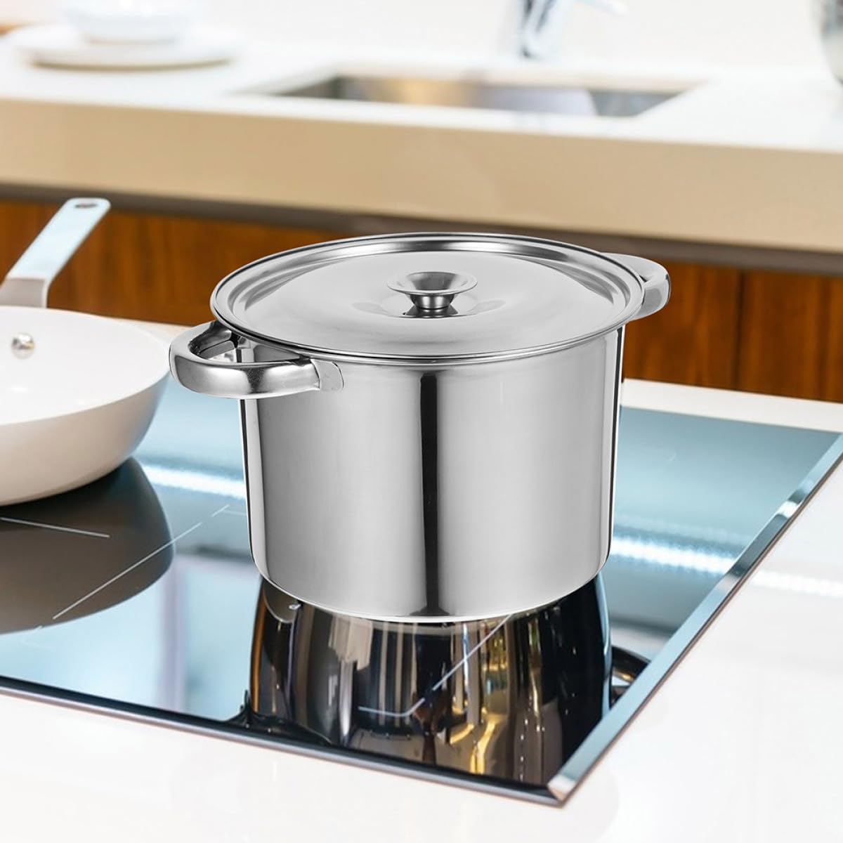 Stainless Steel Double Handle Soup Pot with Lid V189