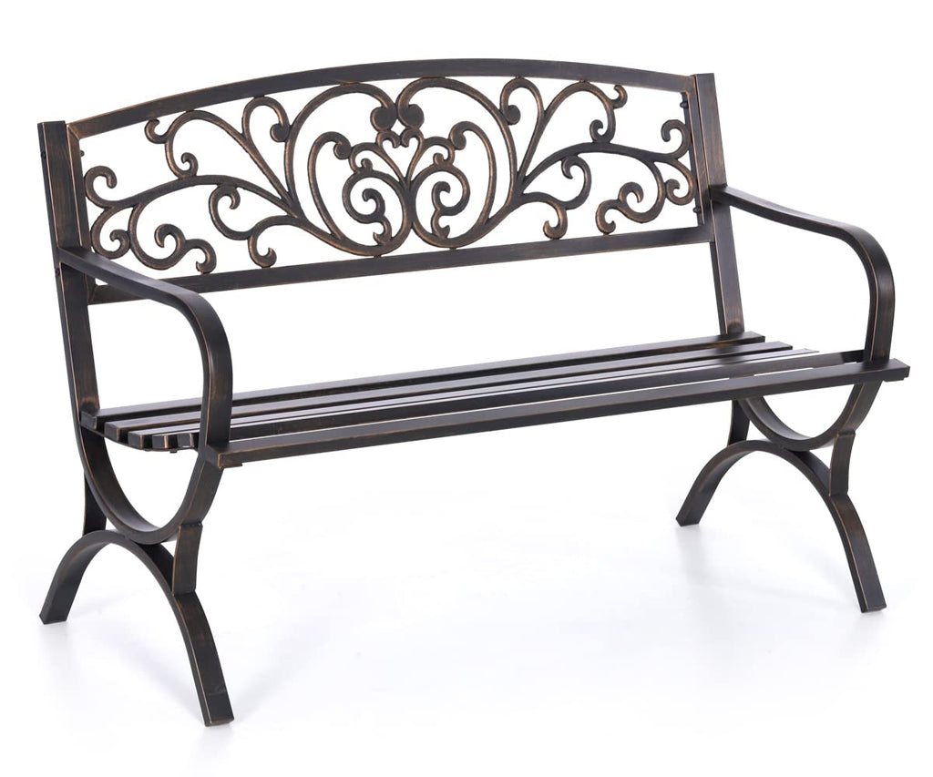 50 Inches Bronze Metal Garden Bench Y5106