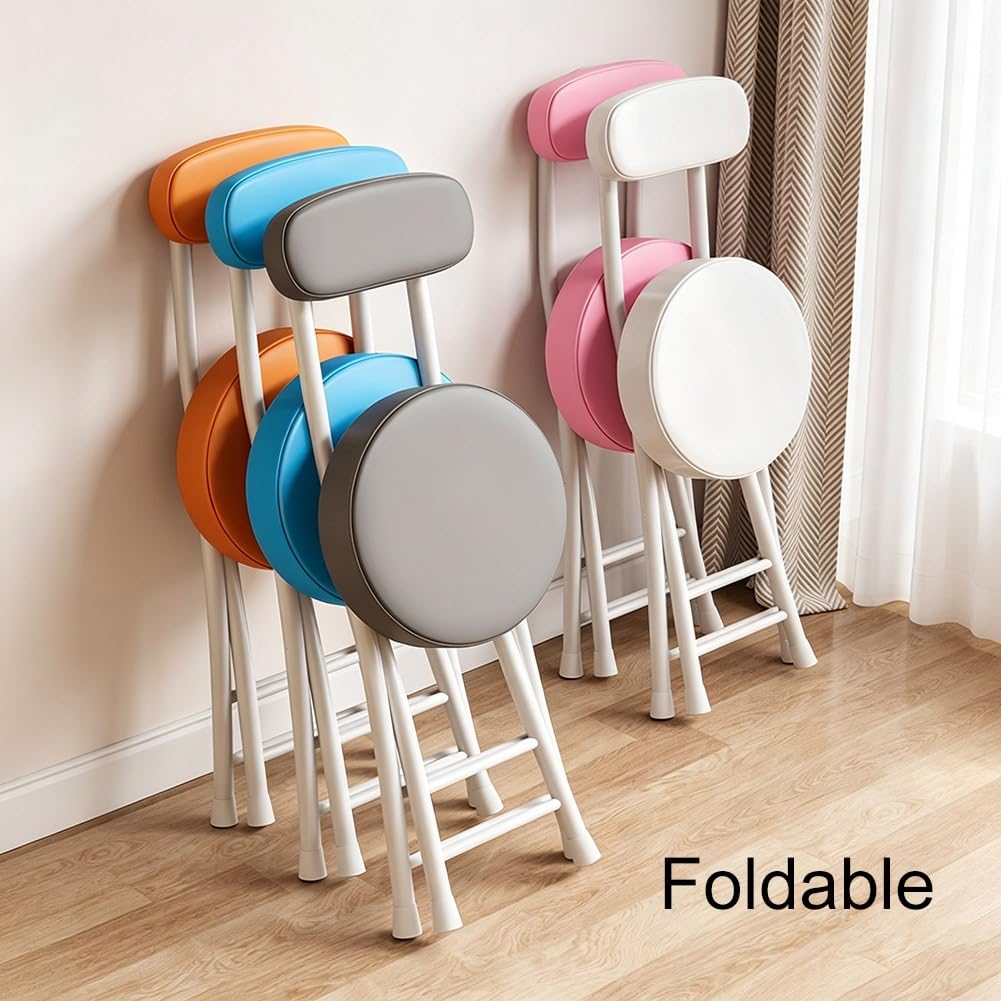 Folding Stool with Cushioned Seat and Backrest G867189