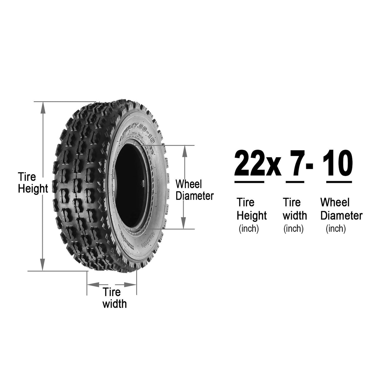 Set of 4 Sport ATV Tires 22x7-10 Front & 20x10-9 Rear 4PR A346451